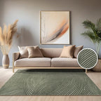 Paco Home Modern Area Rug with Abstract Line Pattern and Contour-Cut in Green by PacoHome