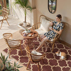 Lahome Moroccan Outdoor Rug 5x7, Easy Jute Red Washable Rugs - Image 6