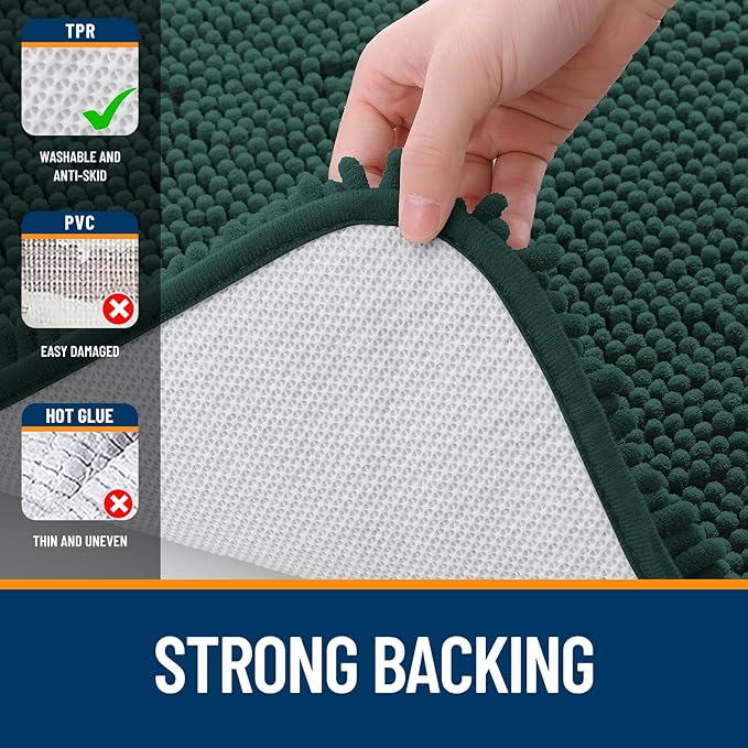 OLANLY Bathroom Rugs 24x16, Extra Soft Absorbent Chenille Bath Rugs, Rubber - Image 6