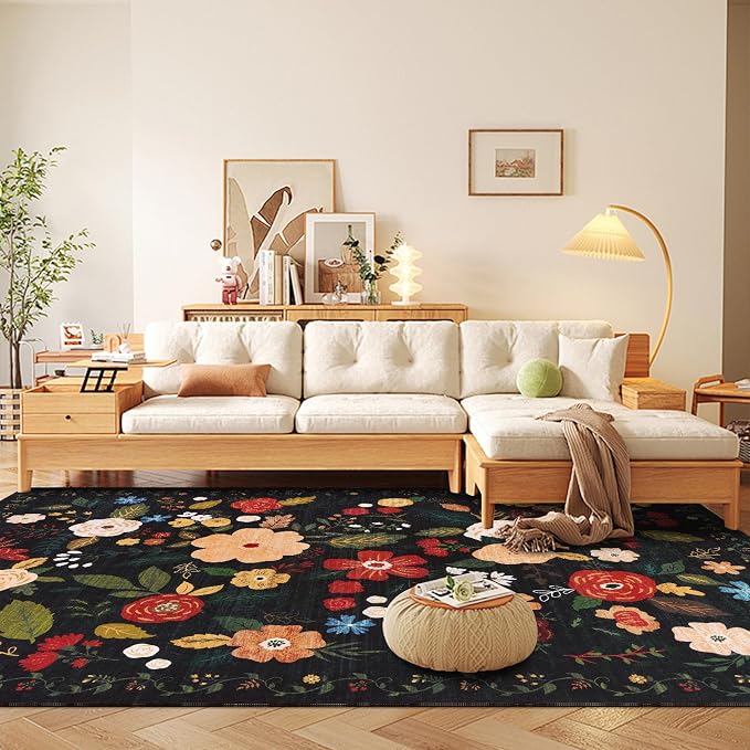 U'Artlines 6x9ft Vintage Floral Area Rug Machine Washable Ultra Soft Low Pile - Image 8