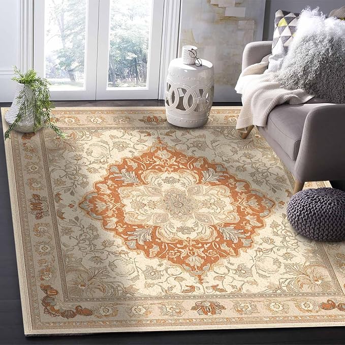 Orange Bohemian Rectangular Area Rugs - Image 5