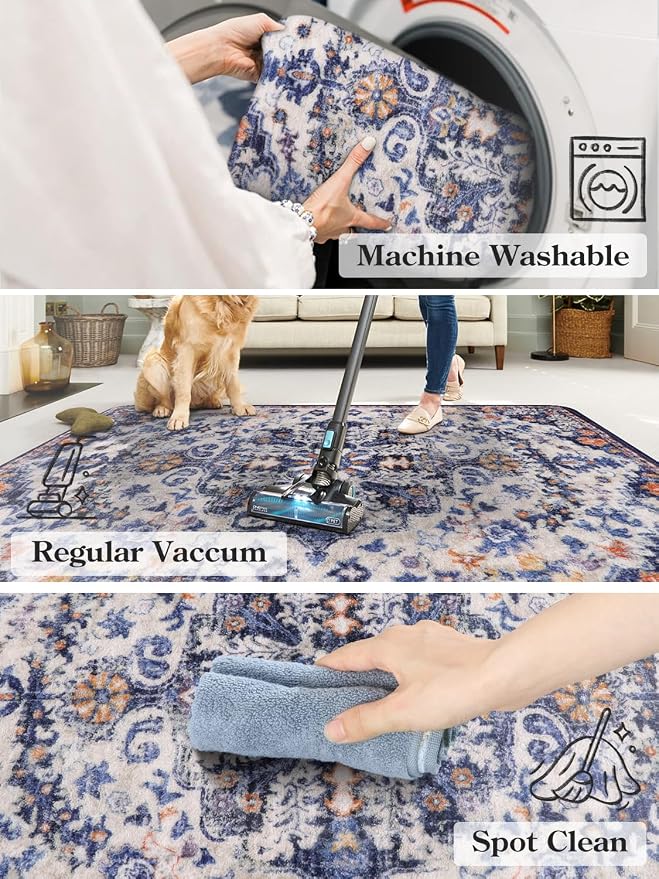 Lahome Bohemian Round Rug 3Ft Small Bedroom Round Area Rug Soft Bathroom Circle - Image 6