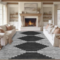 HelloTree Area Rug for Living Room 9x12 Washable Geometric Moroccan Rug Stripe by HelloTree