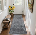 2'6"x8' Washable Runner Rug for Hallway, Non Slip Vintage Floral Long Carpet by Zarvenda