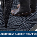 Kitinjoy Front Door Mat Outside Entrance, Sturdy Natural Dirt Trapper, Heavy - Image 3