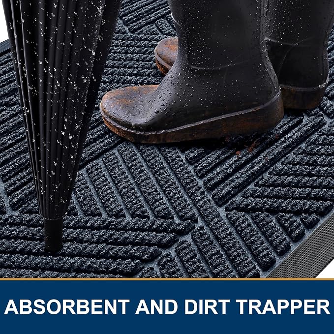 Kitinjoy Front Door Mat Outside Entrance, Sturdy Natural Dirt Trapper, Heavy - Image 3