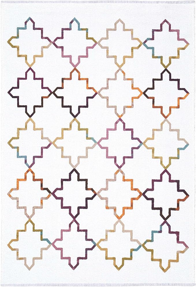 Alfa Rich 5x8 Moroccan White Washable Area Rugs - Image 9