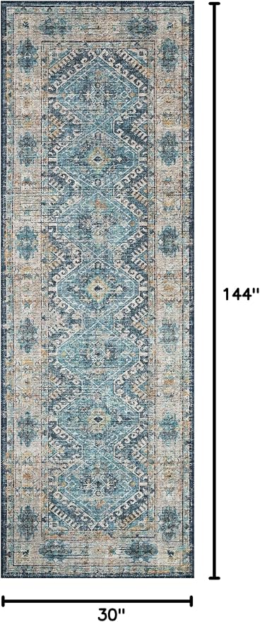 Loloi Skye Collection SKY-03 Denim/Natural 2'-6" x 12'-0" Runner Rug - Image 2