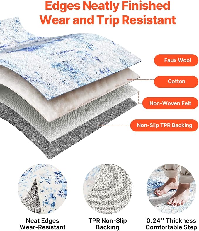 VEVOR 5 x 7 ft Area Rug Large Washable Rug Non-Slip and Tear-Resistant Soft - Image 6