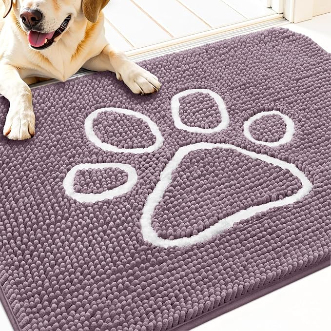 OLANLY Dog Door Mat for Muddy Paws 30x20, Paw Print Design, Absorbs Moisture by OLANLY