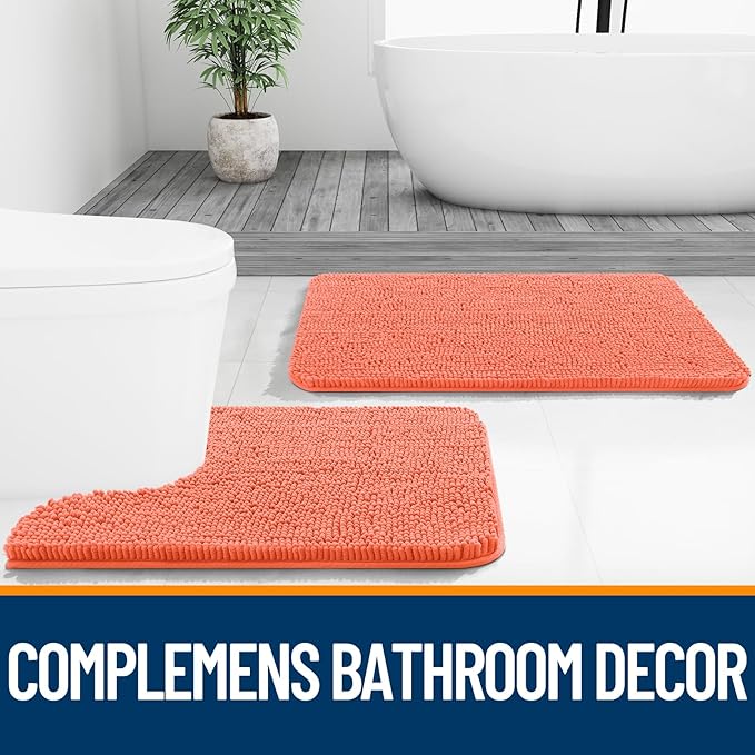 OLANLY Bathroom Rugs 40x32, Extra Soft Absorbent Chenille Bath Rugs, Rubber - Image 7