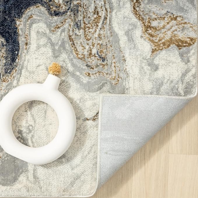 LUXE WEAVERS Marble Collection Blue Area Rug 6x9 Modern Abstract Swirl Design - Image 6