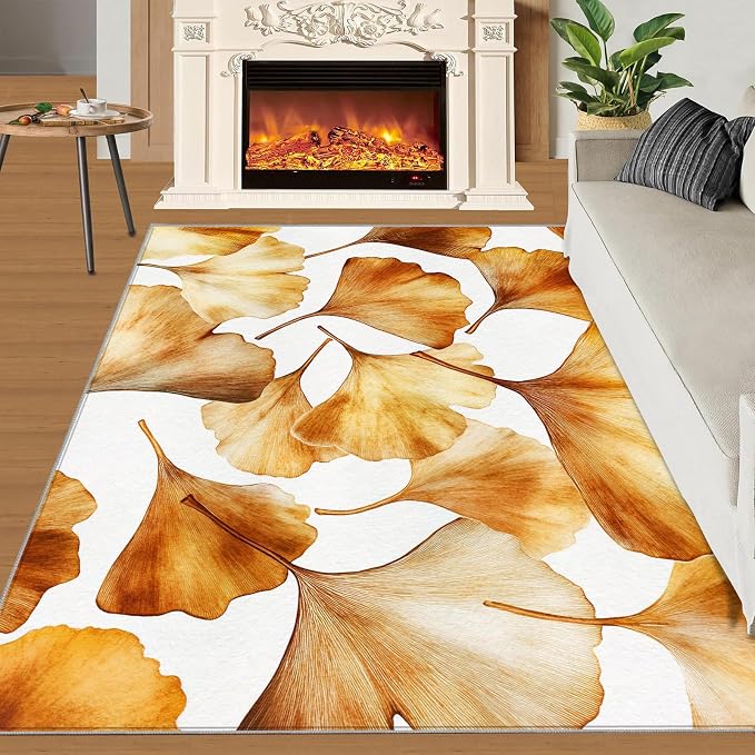 Golden Leaf Rugs for Bedroom - Image 2