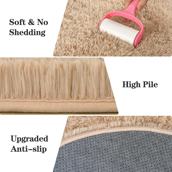 Soft Fluffy Area Rug for Bedroom, Fuzzy Shaggy Oval Throw Rugs for Bedside - Image 5