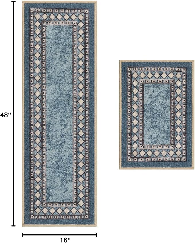 Antep Rugs Alfombras Modern Bordered 2pc Non-Skid Low Profile Pile Rubber - Image 2
