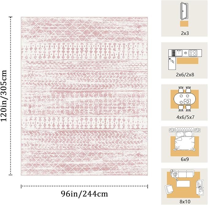 8x10 Machine Washable Area Rug for Living Room, Kids and Pets Friendly for - Image 2
