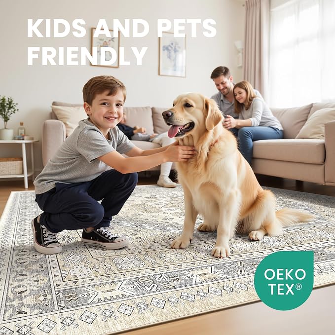 zesthome 7x9 Area Rug, Super Soft Washable Rugs - Image 5