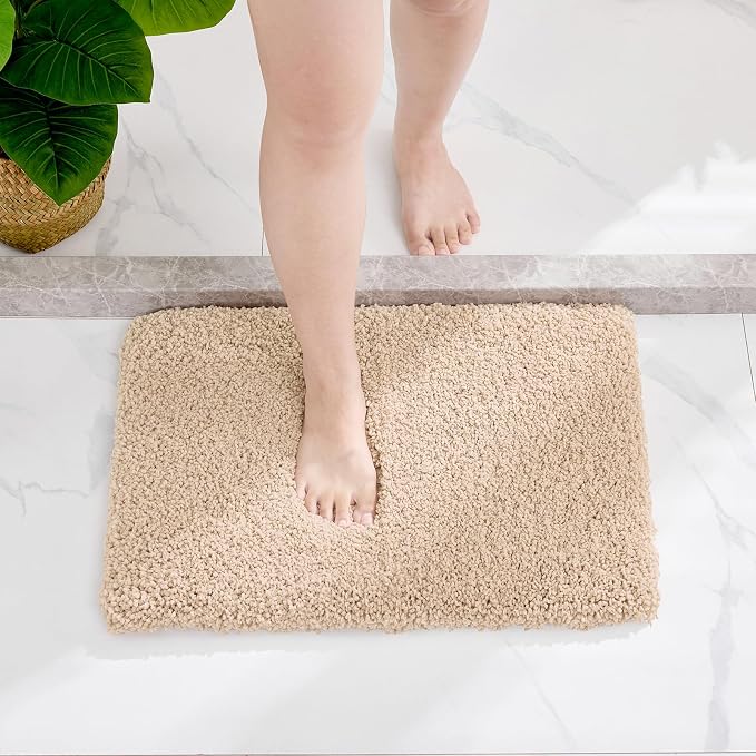 Small Bathroom Rug 17x24 Non Slip Beige Fluffy Bath Mat - Image 8