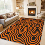 5x7 Geometric Circle Rugs for Bedroom Decor, Washable Retro 60s 70s Geometry - Image 2