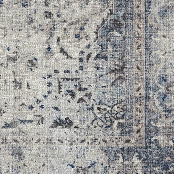 RUGGABLE Washable Vintage Runner Rug – Sarrah Blue Quartz 2.5x7, Stain-Resistant - Image 3