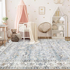 Area Rug 6x9 Living Room Rug, Machine Washable Vintage Distressed Boho Area Rug - Image 3