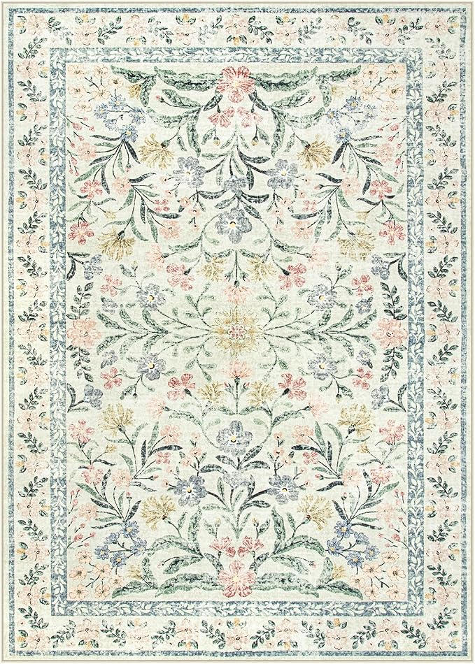 Wonnitar Large Living Room Rug, Floral 10 x 14 Machine Washable Area Rugs - Image 8