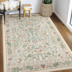 3x5 Washable Area Rug Floral Beige Entryway Small Rug Vintage Forest Low Pile by NEIGELUO