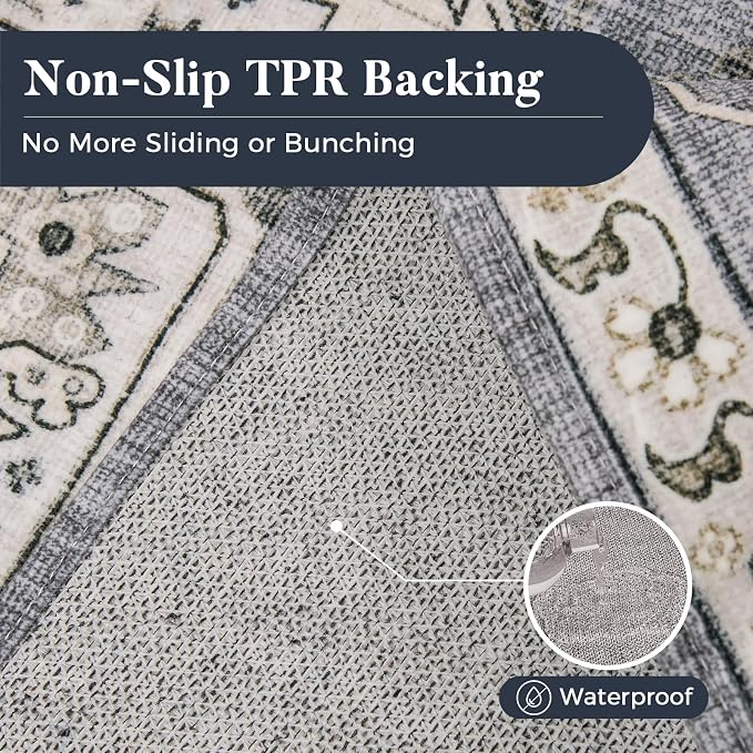 PURRUGS Vintage Farmhouse Boho Area Rug 5x7 ft, Non-Slip Machine Washable Rug - Image 6