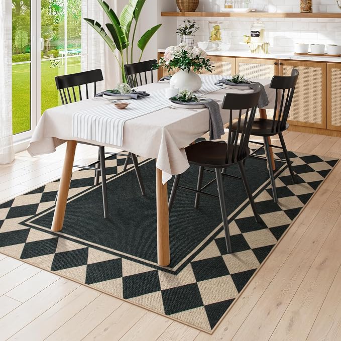 Moynesa Easy Jute Outdoor Rug 5x7 Area Rugs, Washable Checkered Rugs - Image 3