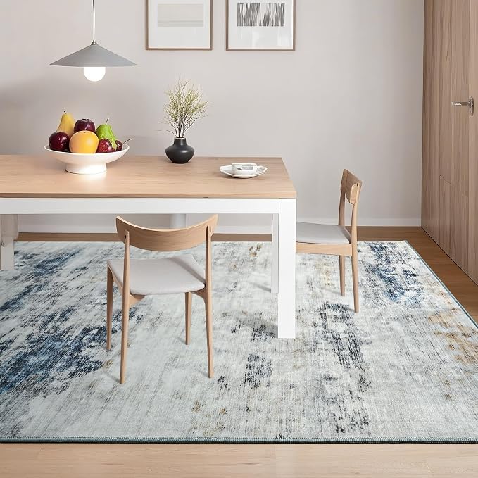 Toneed Abstract Area Rug 8x10 Modern Washable Rug Soft Non Slip Rug Low Pile - Image 3