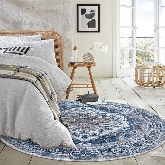 KOZYFLY Round Rug 6 Ft Rugs for Entryway Washable Circle Rug Non Slip Round - Image 7