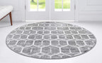 Rugs.com Lattice Trellis Collection Rug – 3 Ft Round Gray Low-Pile Rug Perfect - Image 4