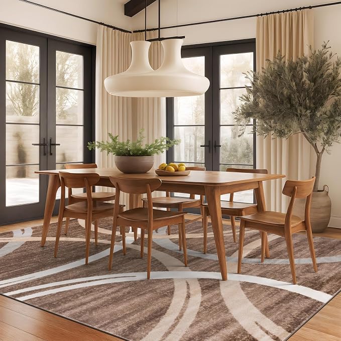 Rugshop Modern Wavy Circles Design Area Rug, Fade-Resistant Carpet - Image 8