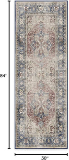 RUGGABLE Washable Vintage Runner Rug – Kamran Royal Blue 2.5x7, Stain-Resistant - Image 2