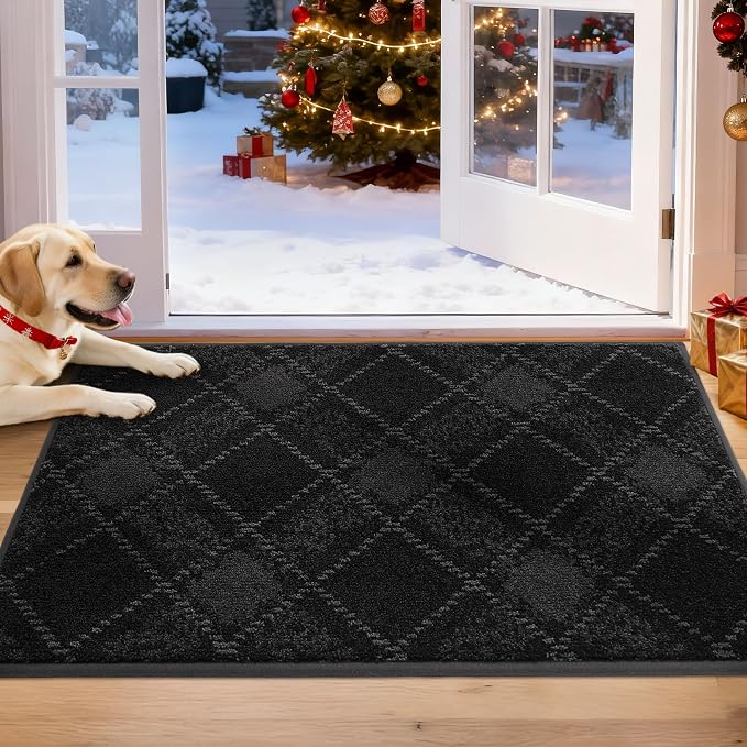 COSY HOMEER Plaid Door Mat 20" x 32", Dirt Trapper Entryway Rugs, Non-Slip by COSYHOMEER