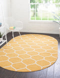Rugs.com Lattice Frieze Collection Rug – 5' x 8' Oval Yellow Medium Rug Perfect by Rugscom