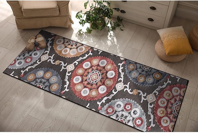 CAMILSON Runner Outdoor Rugs Oriental Retro Traditional Floral Medallion Area by CAMILSONIndoorOutdoorAreaRugs