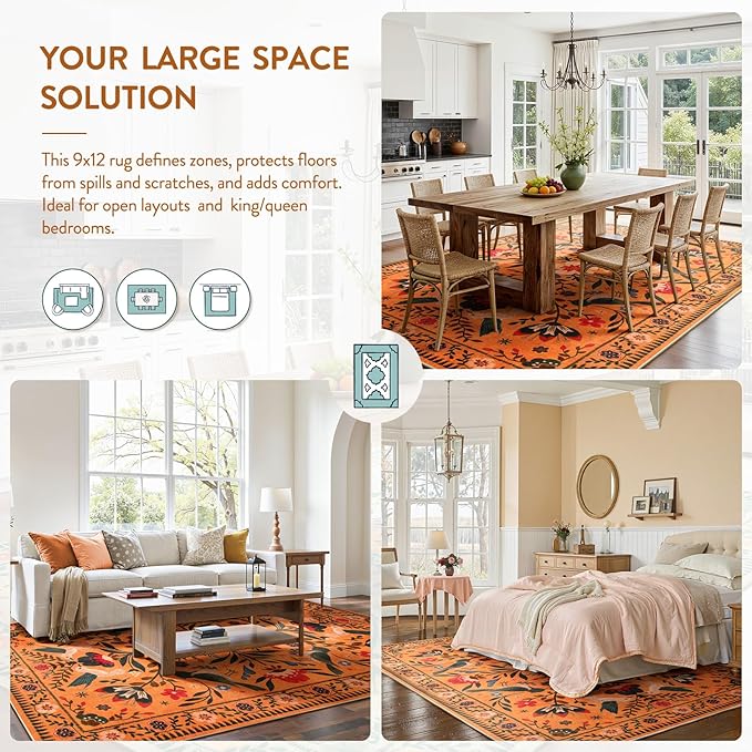 Moynesa Area Rugs 9x12 Fall Home Decor, Bohemian Scandinavian Modern Country - Image 4