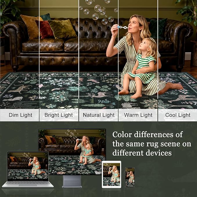 6x9 Area Rugs Living Room Rug: Vintage Washable Rug Floral Soft Carpet Indoor - Image 5