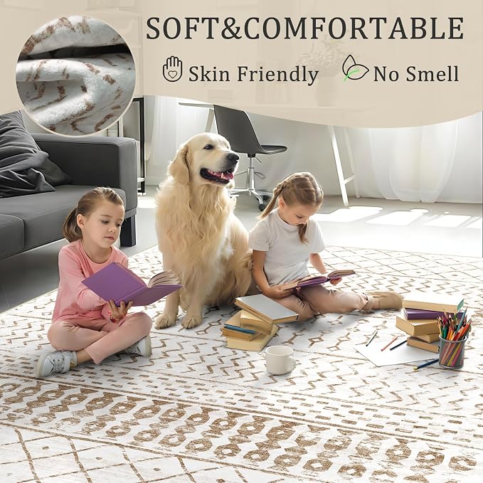 6x9 Machine Washable Area Rug for Living Room, Kids and Pets Friendly for - Image 4