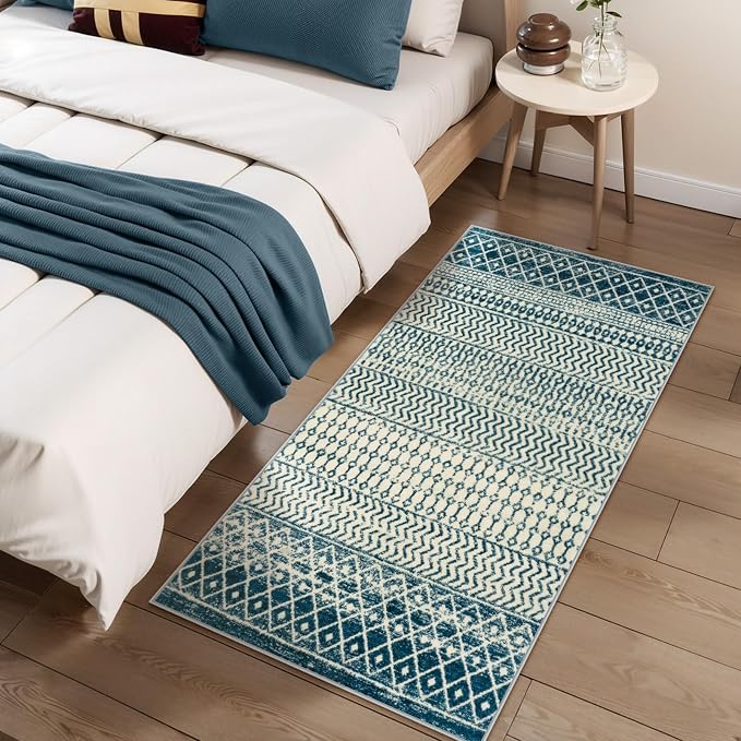 Moroccan Small Rug for Bedroom 2x4, Soft Non-Slip Indoor Door Mats for Entryway - Image 2