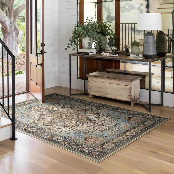 4x6 Machine Washable Area Rug for Living Room, Kids and Pets Friendly for - Image 8