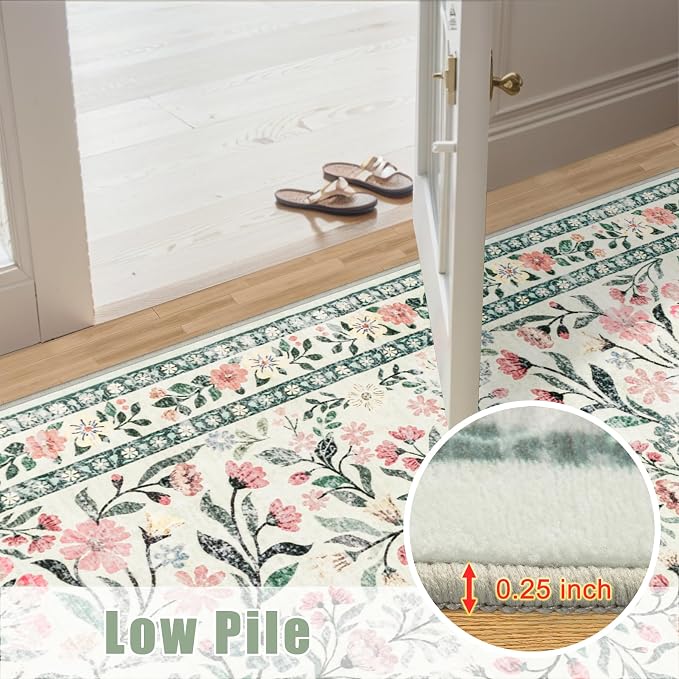 6x9 Area Rugs for Living Room: Floral Washable Rug Vintage Large Soft Boho - Image 10