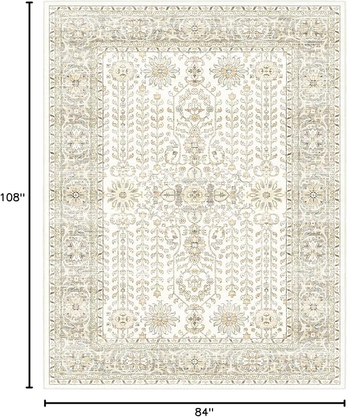 7x9 Area Rugs for Living Room, Thin Washable Rug, Non-Slip Foldable Area Rug - Image 2