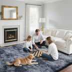 Fluffy Rug Shaggy Area Rug, Mottling Dark Grey 5x8 Area Rugs - Image 3