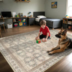 4x6 Area Rug for Bedroom Machine Washable, Non Slip Vintage Floral Kitchen Rugs - Image 7