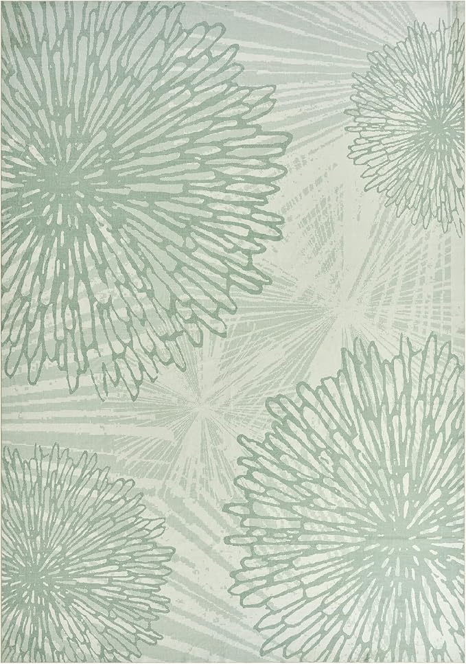 WITSHOCK 5x7 Washable Rug for Living Room, Modern Floral Distress Print Pattern - Image 7