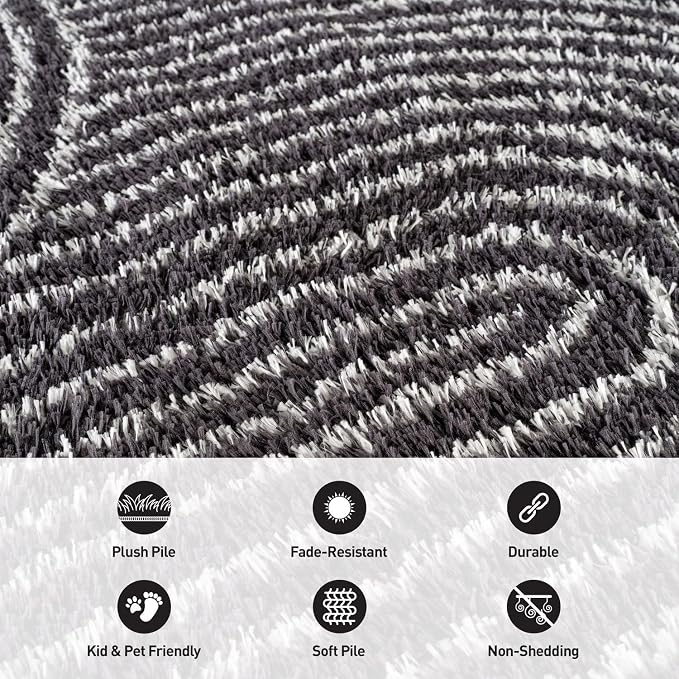 Rugshop Circles Arch Shag Area Rug Anthracite Dark Gray 2' x 3' Ideal - Image 4