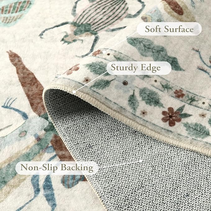 Lahome Insect Machine Washable Rug, 3x5 Rug Non Slip Soft Bedroom Rugs - Image 7