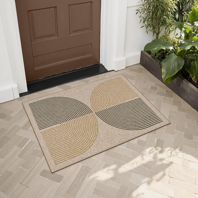 Lahome Rainbow Easy Jute Rug, 2x3 Entryway Rug Indoor Outdoor Front Door Mat - Image 2
